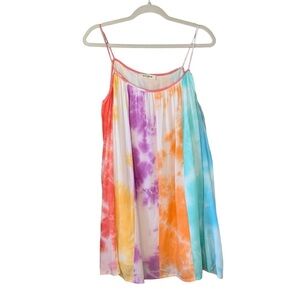 STORIA flowy rayon multi tie dye spaghetti strap‎ mini sundress. Size S